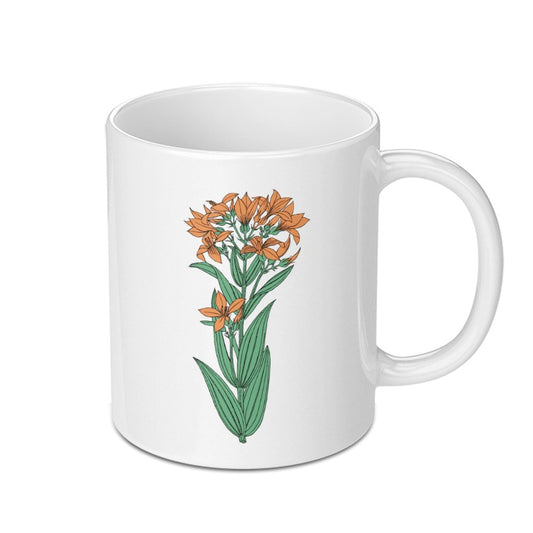 Orange Lily Mug, Botanical Mug, Flower Coffee Cup, Floral Art Mug, Plant Lover Gift, Nature Inspired Mug, Unique Mug Design - Tawshia