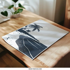 Tropical Beach Photographic Print, Palm Tree Art, Coastal Decor, Minimalist Seascape, Vacation Vibes, Summer Wall Art, Island Getaway - Tawshia