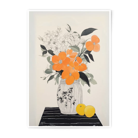 Orange Flower Photographic Print, Floral Art Print, Still Life Photo, Kitchen Wall Decor, Modern Art, Home Decor, Colorful Wall Art - Tawshia