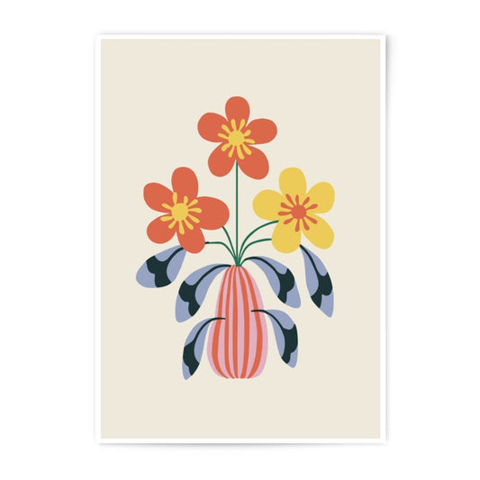 Floral Photographic Print, Retro Flower Art, Botanical Wall Decor, Flower Vase Print, Floral Illustration, Vintage Style Print, Home Decor - Tawshia