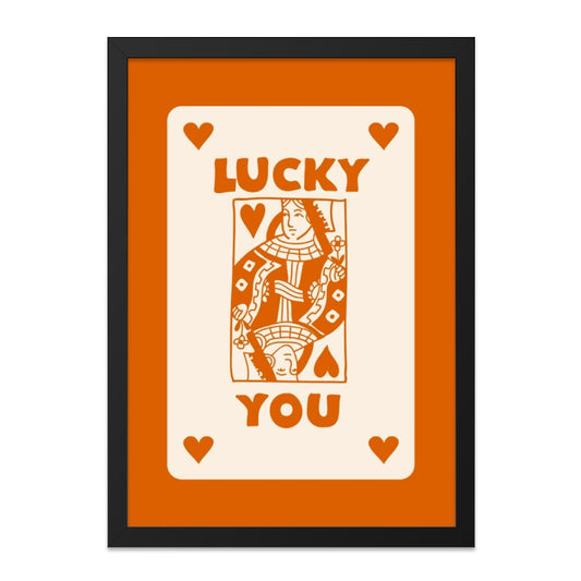 Lucky You Card Wall Art, Queen of Hearts Print, Gambling Decor, Vintage Style Poster, Retro Casino Art, Unique Home Decor, Framed Art - Tawshia