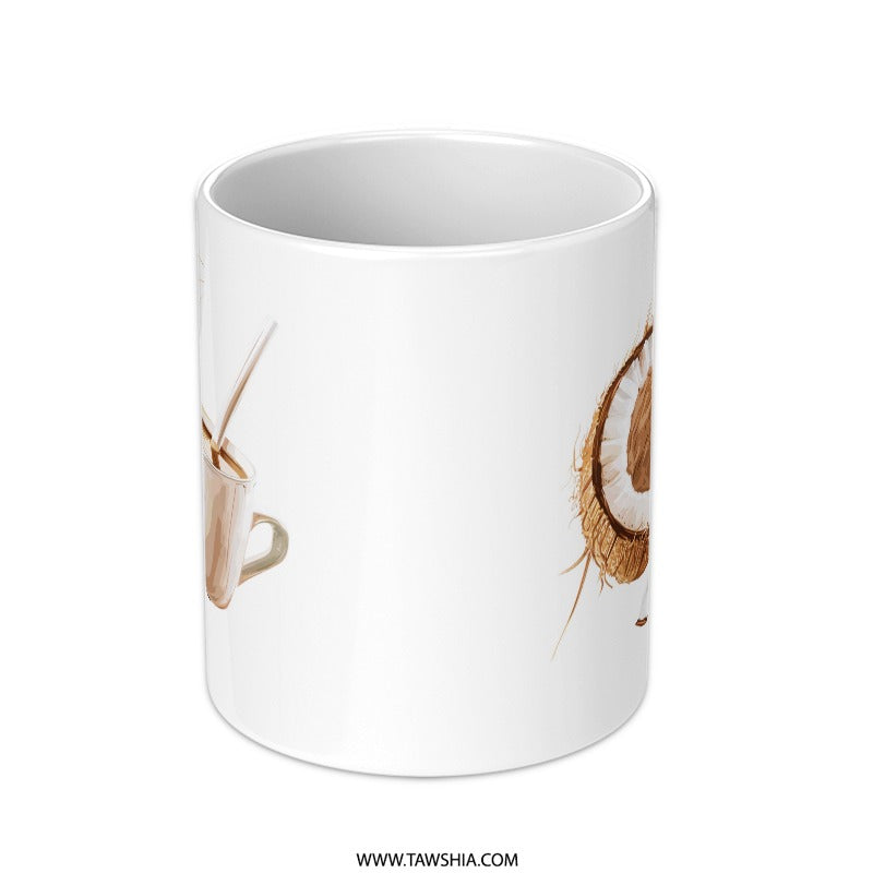 Coconut Coffee Mug, Tropical Drink Mug, Coffee Lover Gift, Unique Beverage Cup, Customizable Drinkware, Home Decor Mug, Kitchen Accessories - Tawshia