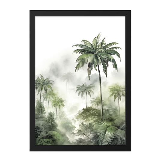 Tropical Palm Tree Wall Art, Lush Jungle Print, Botanical Wall Decor, Exotic Landscape Painting, Foggy Palm Trees, Tropical Forest - Tawshia