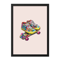 Vibrant Sneakers, Skateboard Wall Art, Colorful Footwear Design, Playful Home Decor, Unique Gift Idea, Trendy Wall Art Print - Tawshia