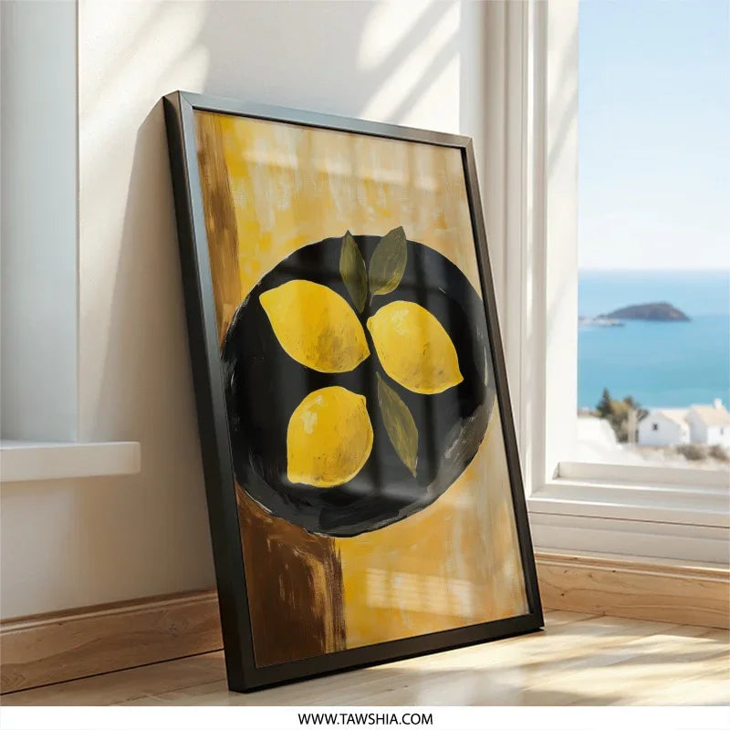 Lemon Still Life Wall Art, Kitchen Wall Decor, Fruit Painting Print, Yellow Lemon Art, Citrus Wall Hanging, Vibrant Home Decor - Tawshia