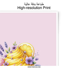Lemon Cupcake Photographic Print, Floral Art, Kitchen Decor, Dessert Wall Art, Sweet Treat Prints, Lavender Flower Print - Tawshia
