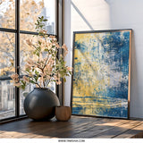 Abstract Wall Art, Blue and Yellow Art, Modern Art Print, Texture Art, Home Decor, Wall Decor, Contemporary Art, Framed Wall Art - Tawshia