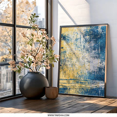 Abstract Wall Art, Blue and Yellow Art, Modern Art Print, Texture Art, Home Decor, Wall Decor, Contemporary Art, Framed Wall Art - Tawshia