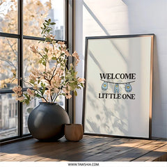 Welcome Little One Wall Art, Nursery Decor, Baby Shower Gift, New Baby Gift, Baby Clothesline Art, Baby Room Wall Decor - Tawshia