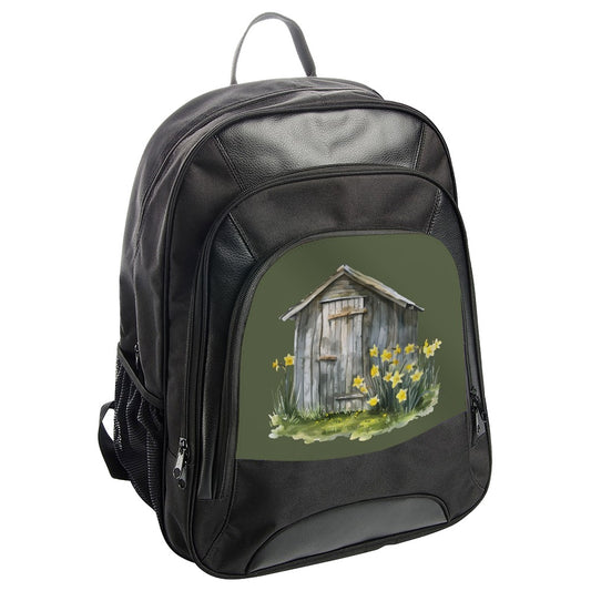 Rustic Shed Backpack, Floral Art Backpack, Cottagecore Backpack, Farmhouse Style Backpack, Nature Lover Gift, Garden Shed Backpack - Tawshia