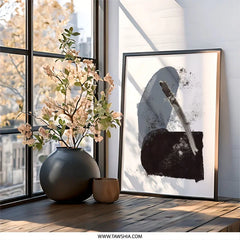 Abstract Wall Art Print, Modern Home Decor, Minimalist Art, Grey and Black Painting, Geometric Shapes, Contemporary Wall Decor - Tawshia