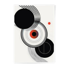 Geometric Photographic Print, Abstract Circles Art, Modern Wall Decor, Minimalist Design, Black and Red Circles Print, Home Art Prints - Tawshia
