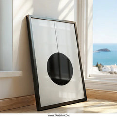 Minimalist Circle Wall Art, Abstract Black and White Print, Modern Geometric Art, Contemporary Home Decor, Simple Elegant Design - Tawshia