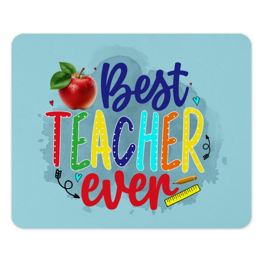 Best Teacher Ever Mouse Pad, Teacher Appreciation Gift, Colorful Design, Apple and Pencil, Desk Accessory, Teacher Gift Idea - Tawshia