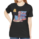 Reading Worm with Stack of Books Graphic T-shirt product type