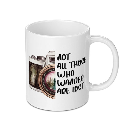 Wanderlust Camera Mug, Not All Who Wander Are Lost Coffee Mug, Travel Lover Gift Mug, Adventure Seeker Present Idea, Photography Fan Mug - Tawshia