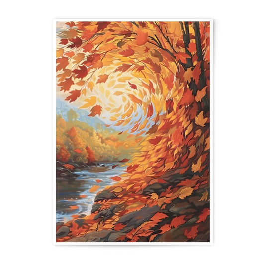 Autumn River Photographic Print, Fall Foliage Art, Colorful Leaves Decor, Nature Wall Art, Scenic Landscape Photo, Home Decor Print - Tawshia