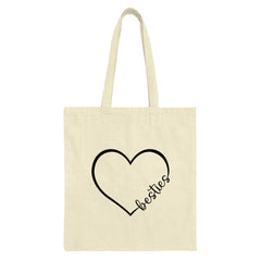 Besties Heart Tote Bag, Friendship Gift, Gift for Best Friend, Cute Tote Bag, Shopping Bag, Everyday Bag, Gift for Her, Gift for Sister - Tawshia