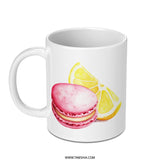Macaron Mug, Lemon Slice Mug, Foodie Gift, Sweet Treats Coffee Mug, Watercolor Mug, Baker Gift, Dessert Lover Mug, Pastel Colors Mug - Tawshia
