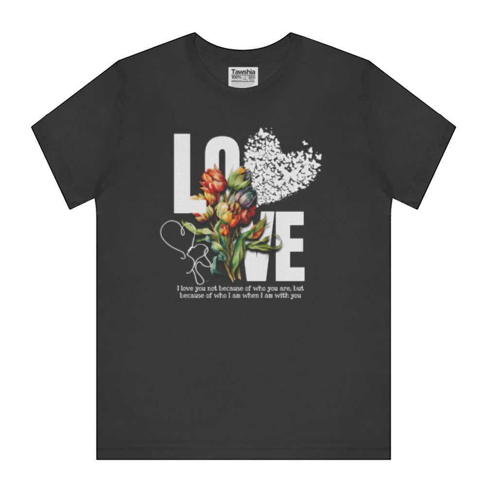 Love Heart Floral Graphic T-shirt Casual Wear product