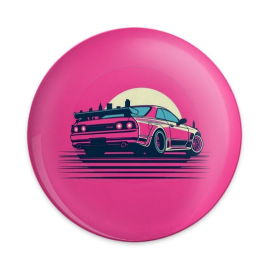 JDM Car Pinback Button, R32 Skyline, Vaporwave Aesthetic, Retro Japanese Car, Car Enthusiast Gift, Pink Car Button, Anime Car Button - Tawshia