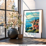 Kefalonia Greece Wall Art, Island Village Print, Coastal Scenery Painting, Travel Poster, Greek Artwork, Europe Home Decor - Tawshia