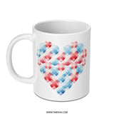 Love Heart Mug, Red and Blue Hearts Coffee Mug, Valentine's Day Gift, Cute Mug, Gift for Her, Hearts Mug, Unique Mugs, Holiday Mugs - Tawshia