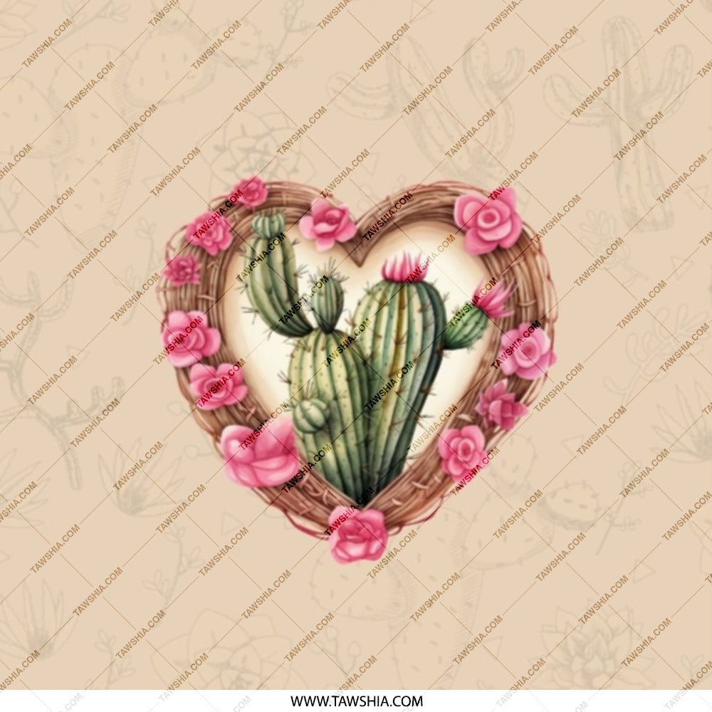 Cactus Pocket Mirror, Floral Heart Mirror, Desert Plant Mirror, Succulent Lover Gift, Botanical Makeup Mirror, Cute Travel Mirror - Tawshia