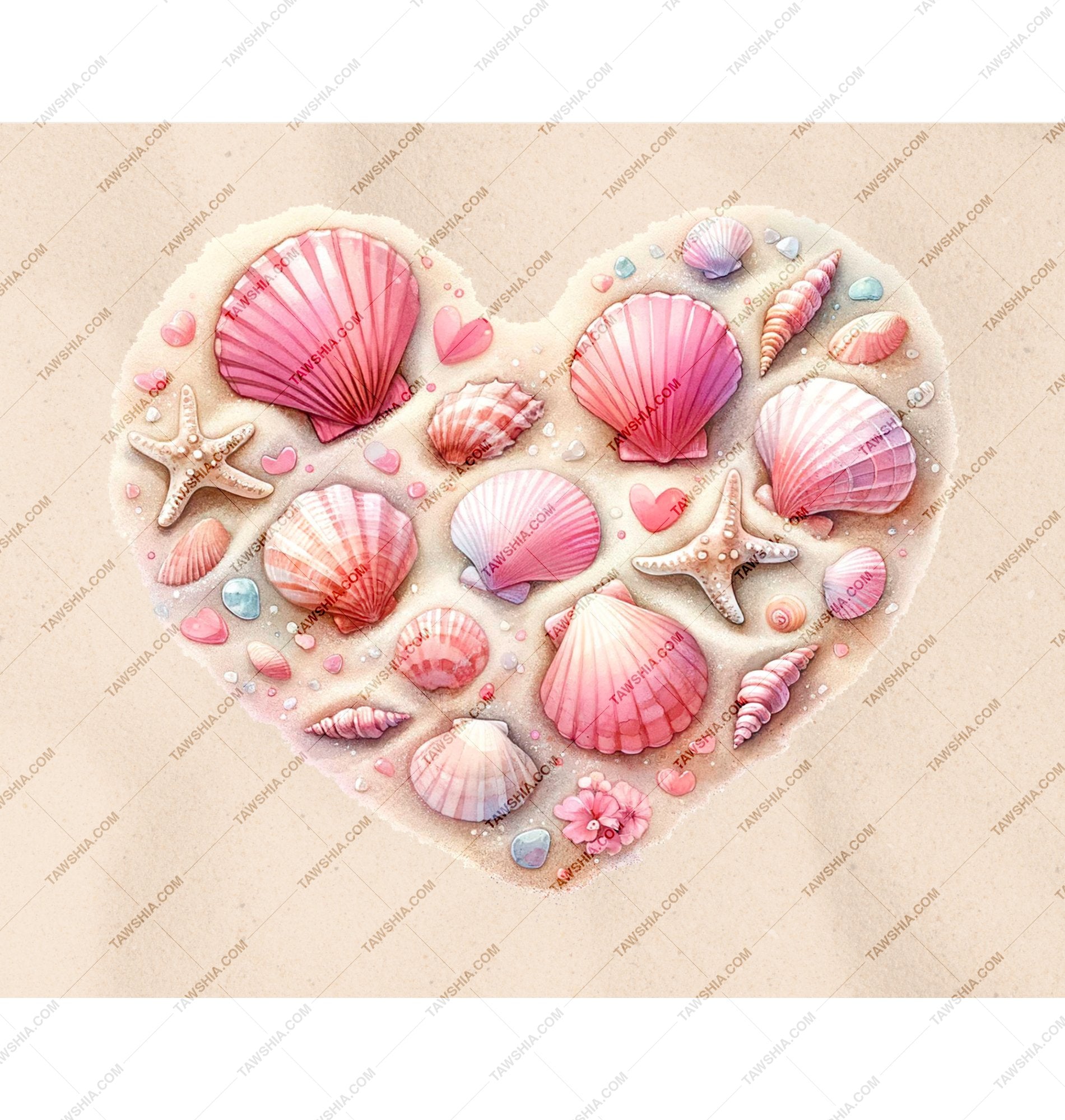 Heart Shaped Pink and White Seashells product