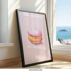 Macaron Wall Art, Pink Macaron Print, Watercolor Macaron, Cute Food Art, Kitchen Wall Decor, Sweet Treat Art, Dessert Wall Art - Tawshia