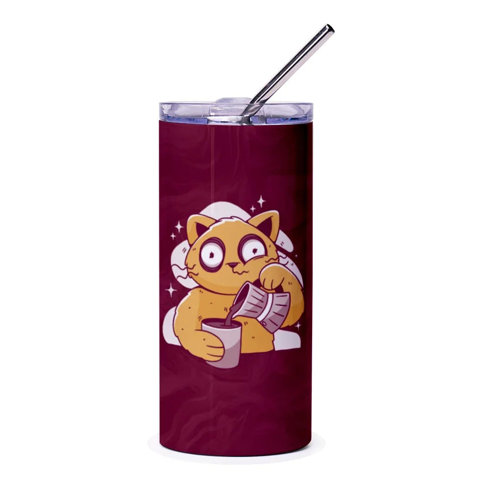 Cute Cat Drinking Graphic Travel Tumbler product