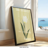 Minimalist Tulip Flower Wall Art, Floral Home Decor, Modern Plant Print, Botanical Artwork, Cream Tulip Illustration - Tawshia