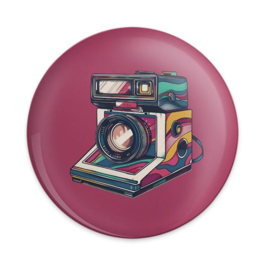 Retro Camera Pinback Button, Vintage Style Pin, Colorful Camera Badge, Fun Photography Gift, Unique Button Pin, Nostalgic Camera Pin - Tawshia