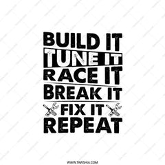 Build Tune Race Repeat Pillow, Car Enthusiast Gift, Mechanic Decor, Auto Racing Fan Cushion, Garage Decor Pillow, Motorsport Gift - Tawshia