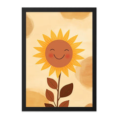 Happy Sunflower Wall Art, Smiling Flower Print, Cute Floral Decor, Nursery Art, Kids Room Decor, Sunshine Gift - Tawshia