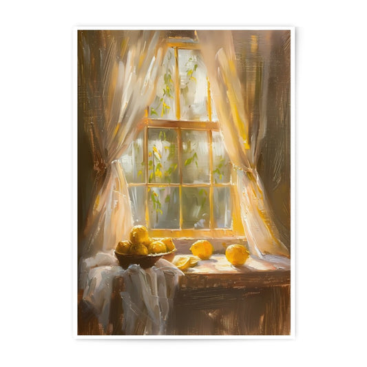Lemon Still Life Photographic Print, Kitchen Wall Art, Fruit Art Print, Window Scene, Sunny Interior Decor, Home Decor Art Print - Tawshia