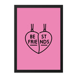Best Friends Heart Wall Art, Pink Room Decor, Friendship Gift, Matching Wall Decor, Heart Art Print, Bestie Gift Idea, Unique Art - Tawshia