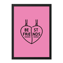 Best Friends Heart Wall Art, Pink Room Decor, Friendship Gift, Matching Wall Decor, Heart Art Print, Bestie Gift Idea, Unique Art - Tawshia