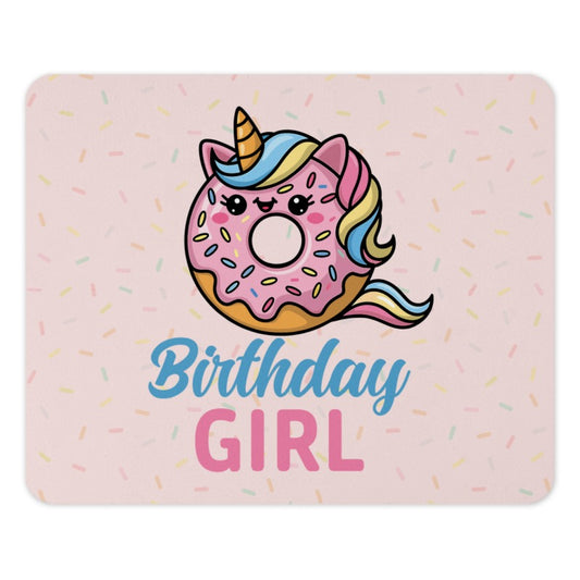 Birthday Girl Unicorn Donut Mouse Pad, Cute Desk Decor, Kawaii Mousepad, Fun Office Gift, Gaming Mousepad, Girl Birthday Gift - Tawshia