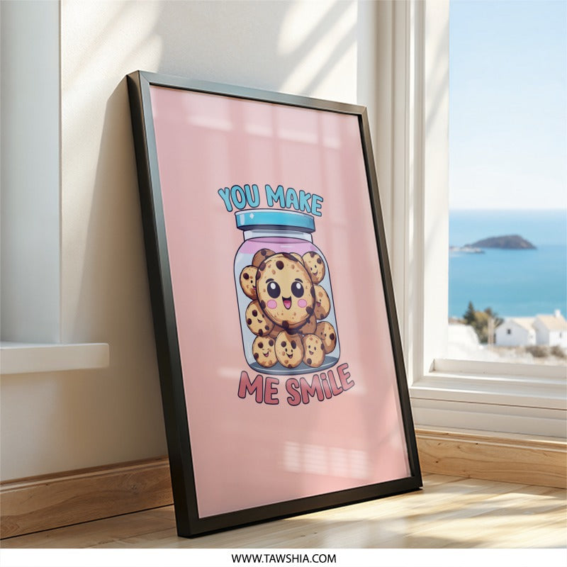 Cookie Jar Wall Art, Cute Cookies, You Make Me Smile Art, Kids Room Decor, Kawaii Art Print, Foodie Gift, Funny Sweet Treat Art Print - Tawshia