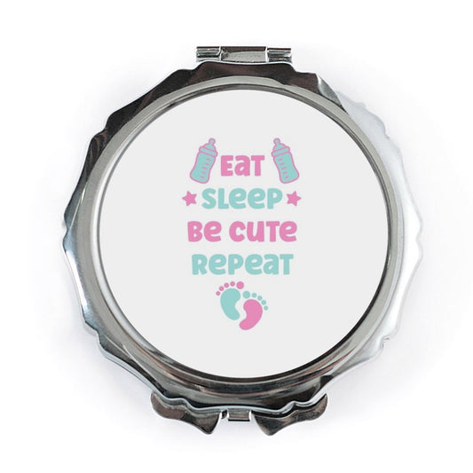 Eat Sleep Be Cute Repeat Pocket Mirror, Baby Shower Gift, New Parent Present, Travel Mirror, Purse Mirror, Handbag Mirror - Tawshia