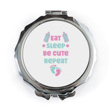 Eat Sleep Be Cute Repeat Pocket Mirror, Baby Shower Gift, New Parent Present, Travel Mirror, Purse Mirror, Handbag Mirror - Tawshia