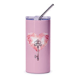 Heart Key Tumbler, Pink Tumbler, Love Tumbler, Valentines Day Tumbler, Gift For Her, Unique Tumbler, Cute Tumbler, Tumbler with Straw - Tawshia