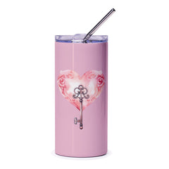 Heart Key Tumbler, Pink Tumbler, Love Tumbler, Valentines Day Tumbler, Gift For Her, Unique Tumbler, Cute Tumbler, Tumbler with Straw - Tawshia