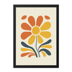 Retro Flower Wall Art, Abstract Floral Print, 70s Style Wall Decor, Orange Yellow Daisy Art Print, Mid Century Modern Art, Home Decor - Tawshia