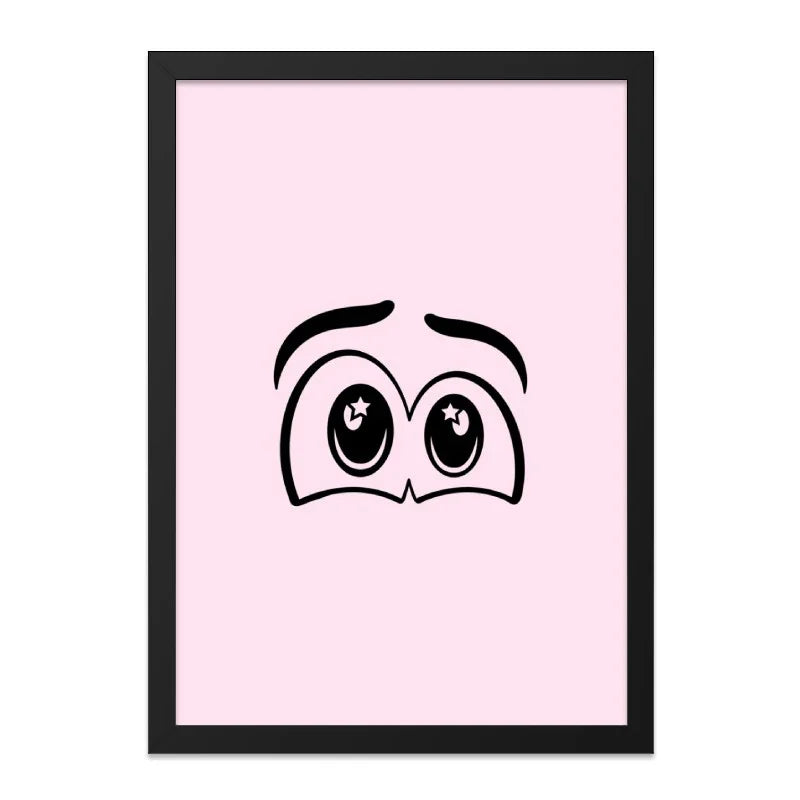 Cartoon Eyes Wall Art, Kawaii Art, Cute Home Decor, Starry Eyes Print, Minimalist Art, Funny Wall Decor, Anime Inspired Art - Tawshia