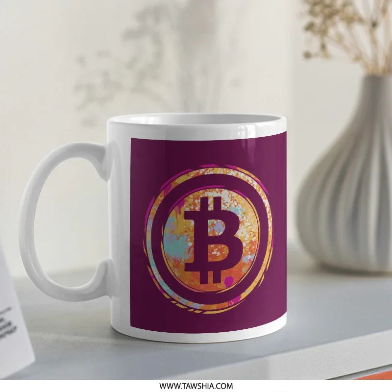 Trendy Bitcoin Symbol Coffee Mug Unique Mug product