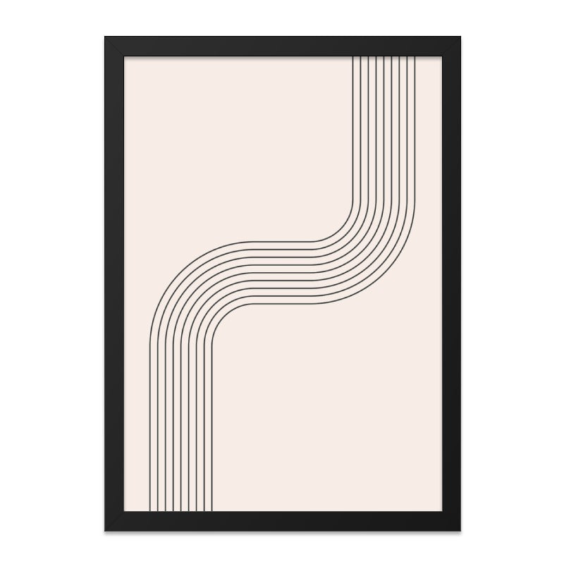 Minimalist Line Art Wall Decor, Abstract Geometric Print, Modern Wall Art, Simple Curve Art Print, Black and Beige Wall Decor - Tawshia