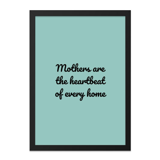 Mothers Heartbeat Wall Art, Home Decor Print, Inspirational Quote, Mother's Day Gift, Family Love, Minimalist Art, Framed Art - Tawshia