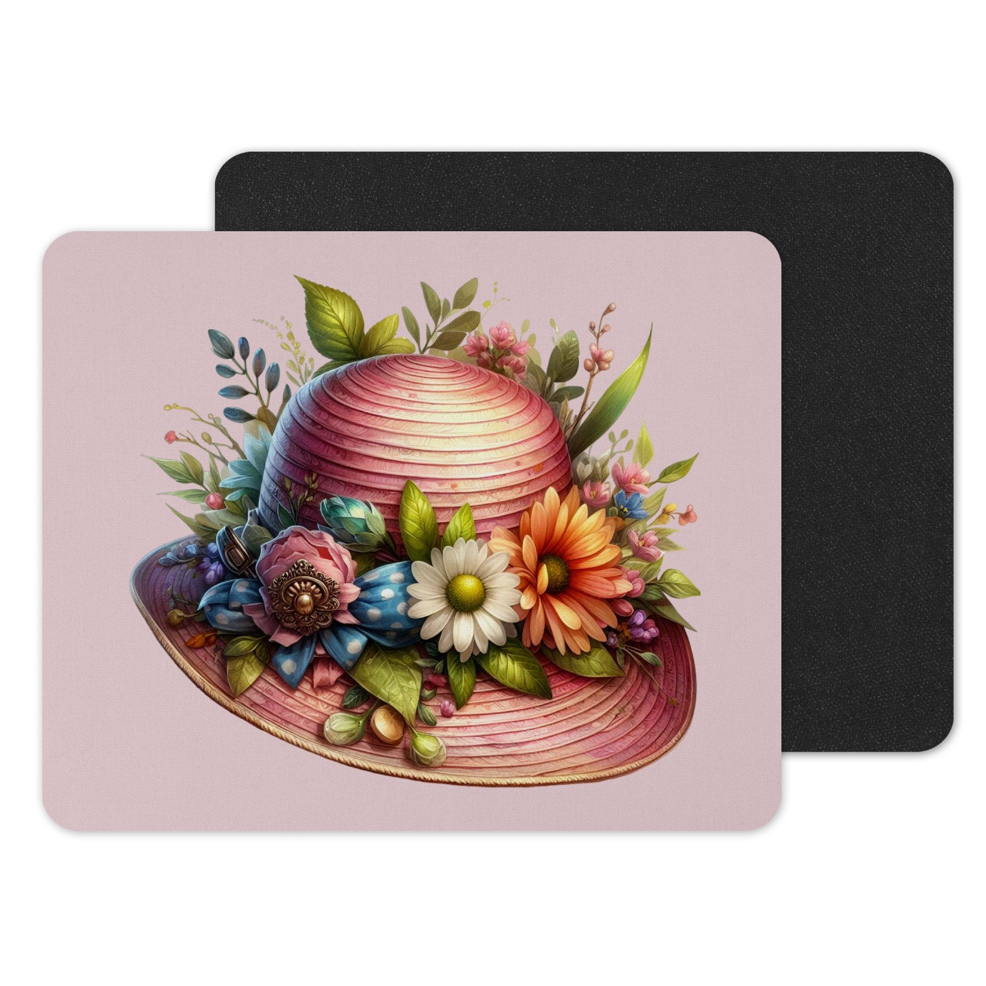 Floral Hat with Colorful Blooms Mouse Pad product